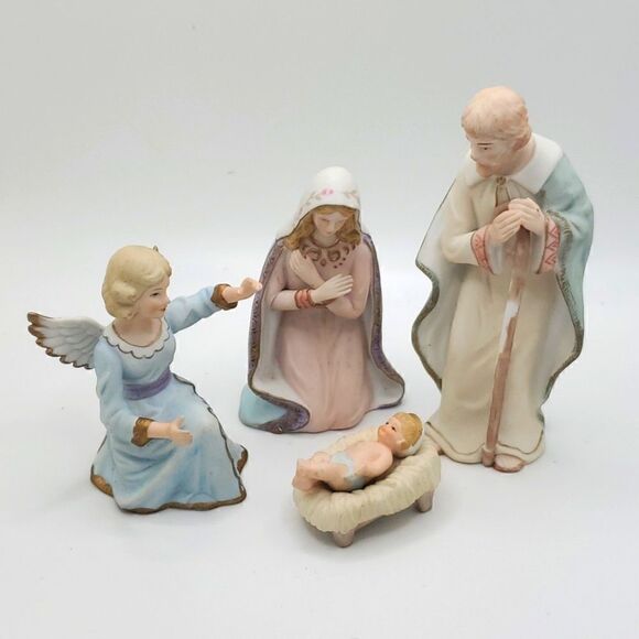 Lefton | Nativity Joseph, Mary, Angel, and Baby Jesus - Picture 1 of 11